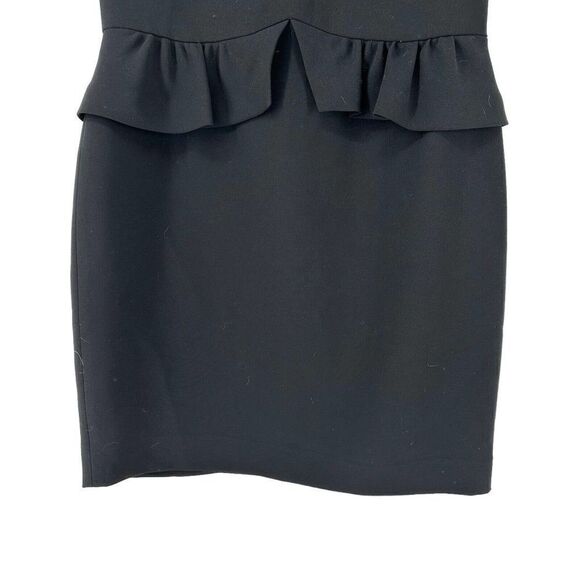 Sandro Paris Dress Black Mini Peplum Flutter Cap Sleeve Fitted Sexy Classic Chic - Picture 4 of 9